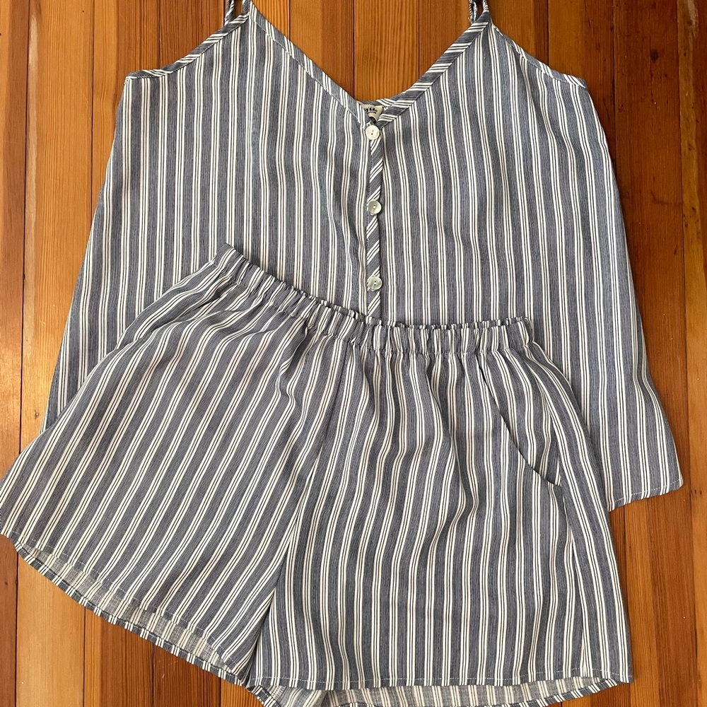 Striped Blue and White Show Me Your Mumu Set